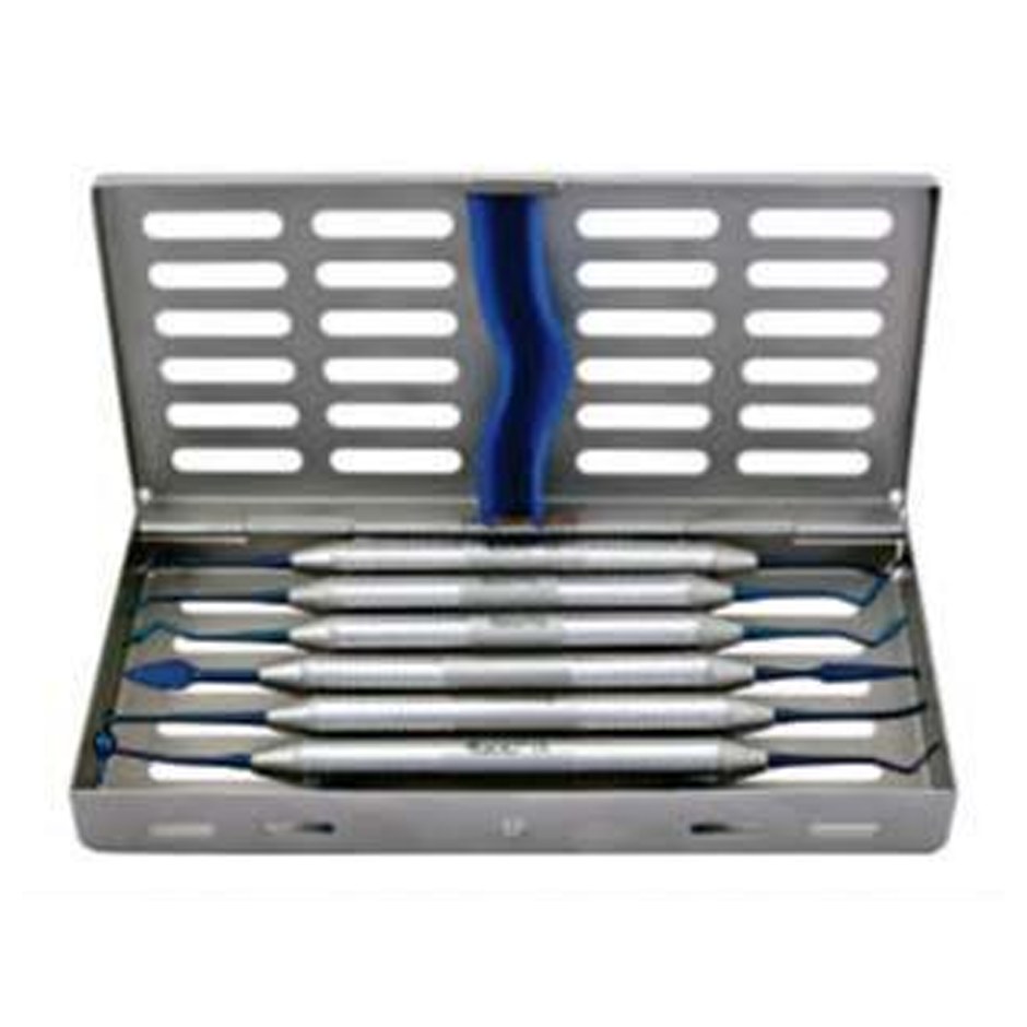COMPOSIT INSTRUMENTS BLUE TITANIUM COATED S/6 WITH INDIAN MAKE CASSETTE CIBWC6 6 GDC | DentalMart